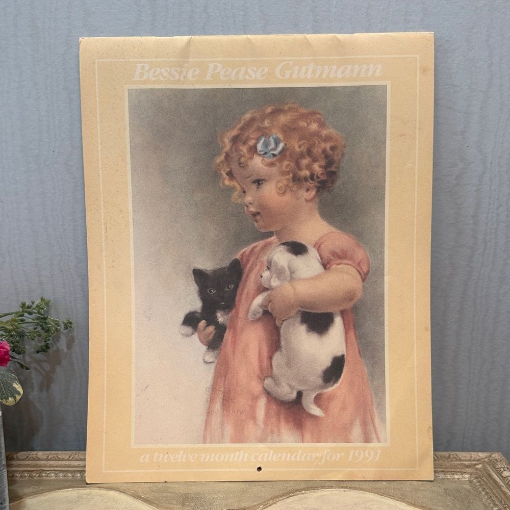 Vintage 1991 Bessie Pease Gutmann Wall Calendar Framable Art Prints Nursery